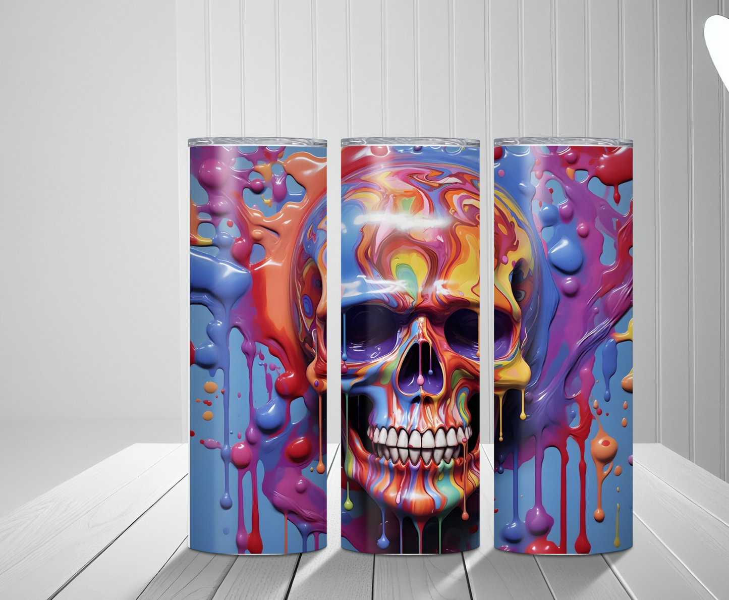 Paint Drip Skull | Sublimation Tumbler Transfer