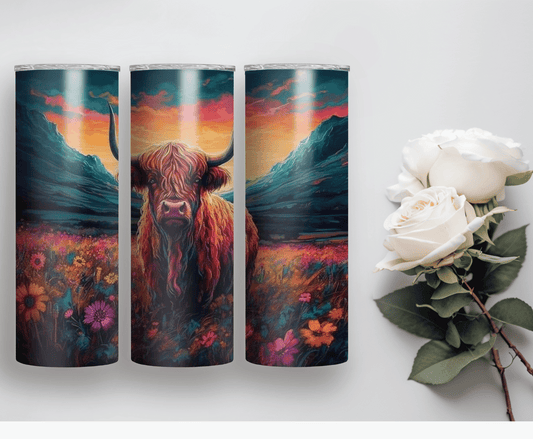 Sunset Cow | Sublimation Tumbler Transfer