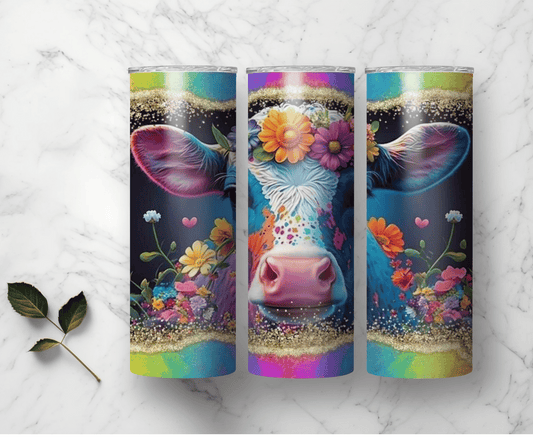 Bright Colorful Cow | Sublimation Tumbler Transfer