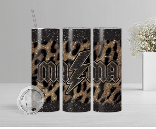 Mama Black & Gold Leopard | Sublimation Tumbler Transfer