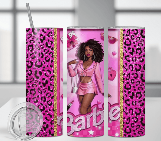 Black Barbie Cheetah | Sublimation Tumbler Transfer