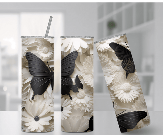 Black Butterflies | Sublimation Tumbler Transfer