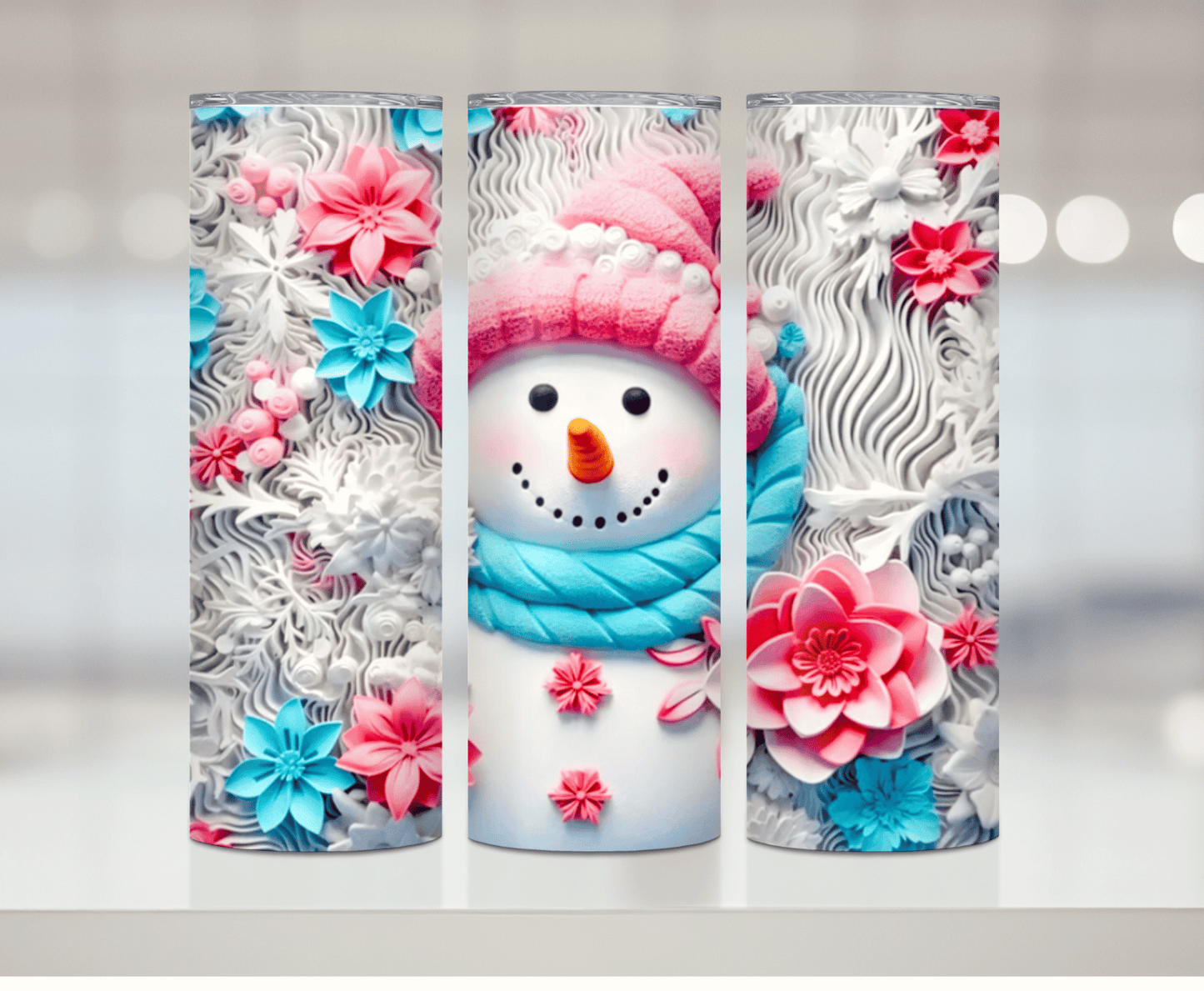 3D Snowman | Sublimation Tumbler Transfer