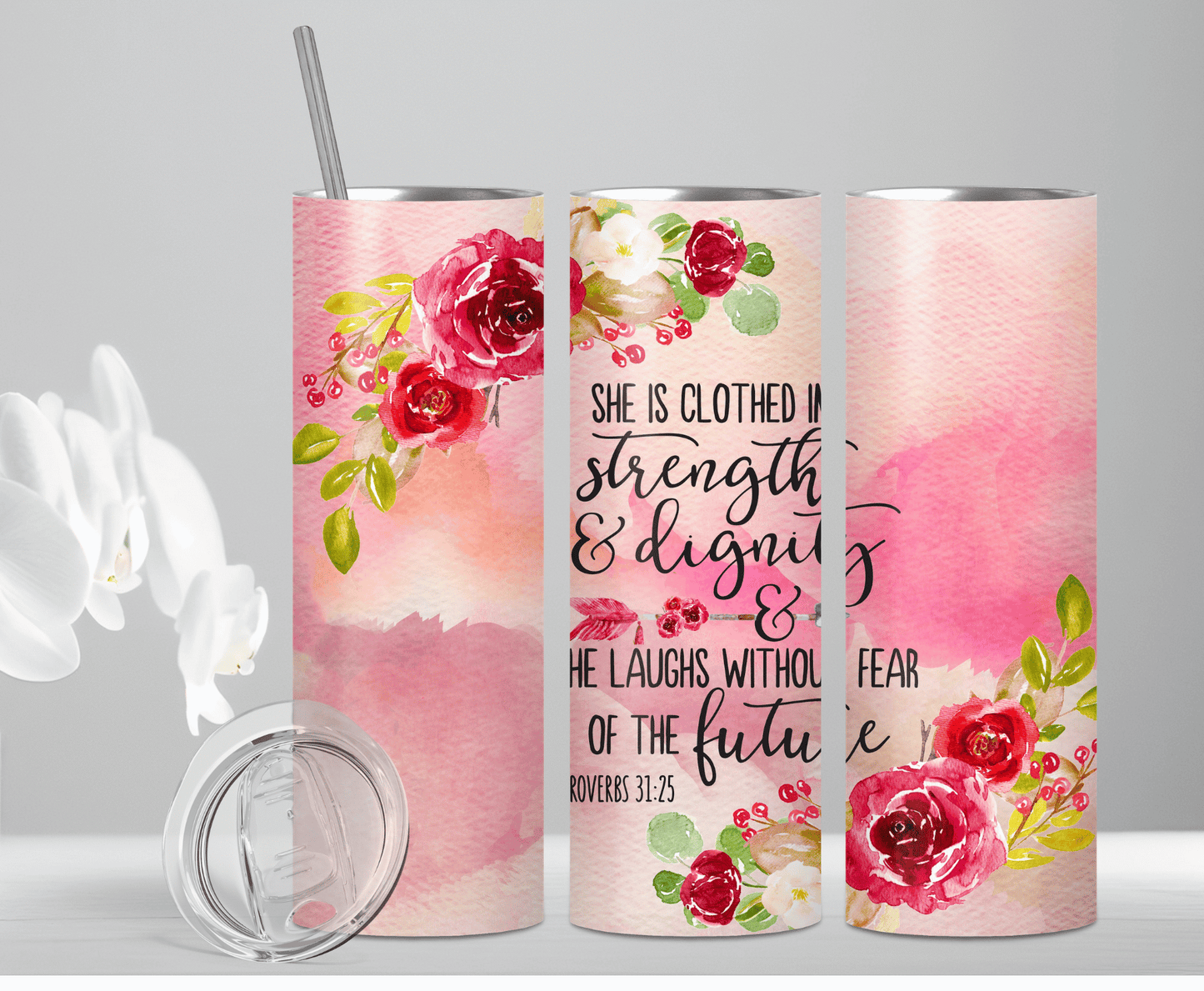 She Is Clothed In Strength | Sublimation Tumbler Transfer