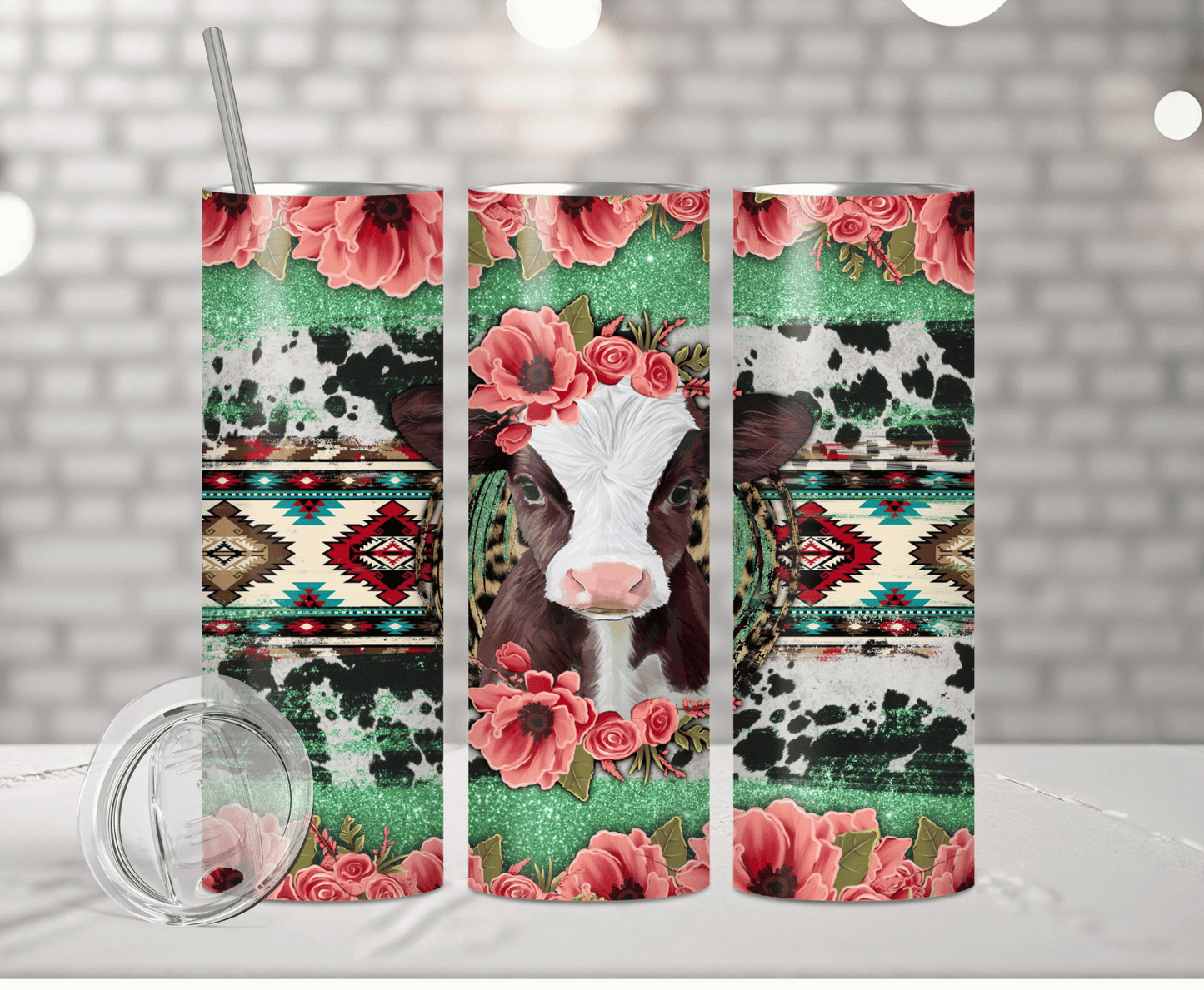 Floral Baby Cow | Sublimation Tumbler Transfer