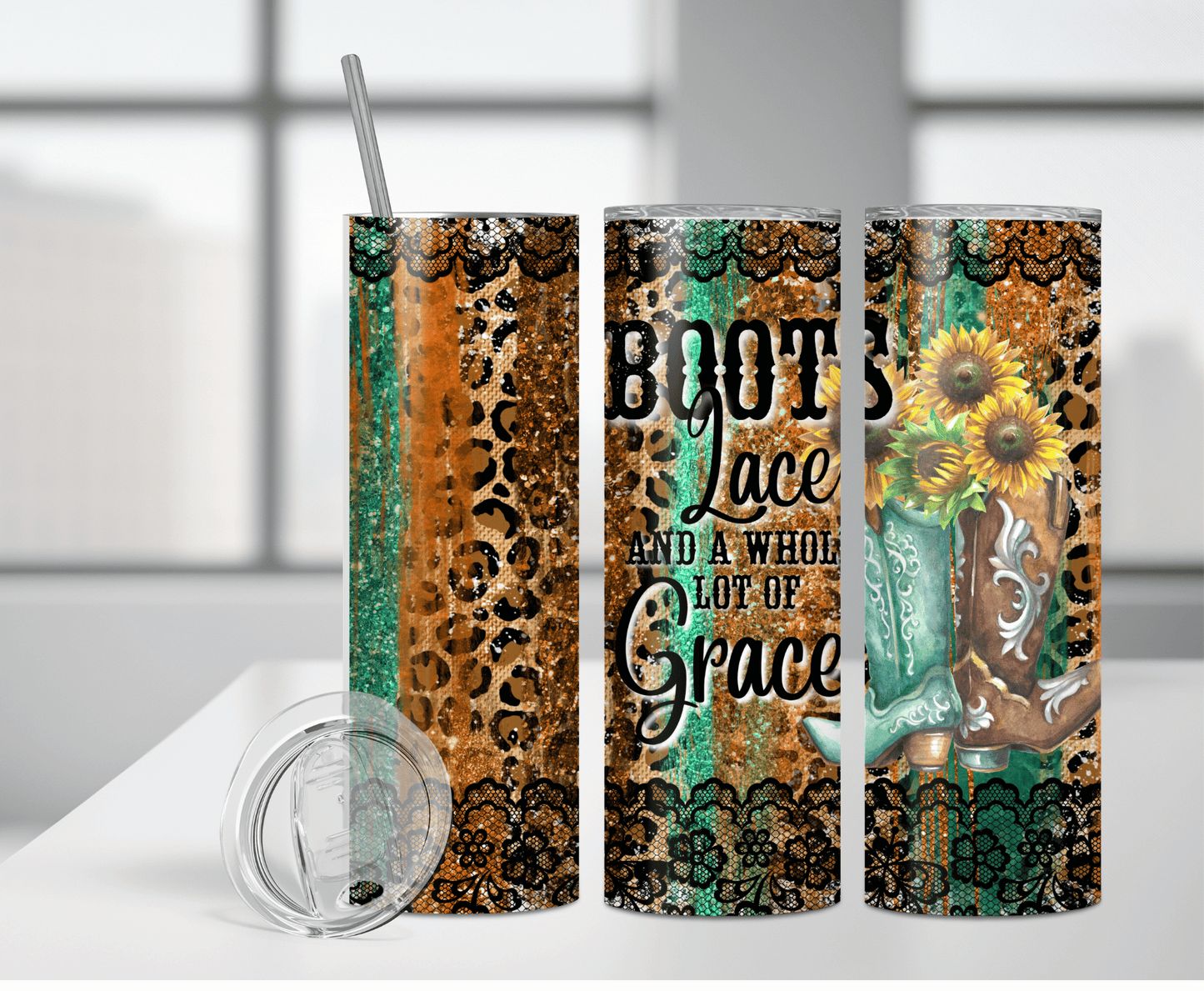 Boots Lace and Grace | Sublimation Tumbler Transfer