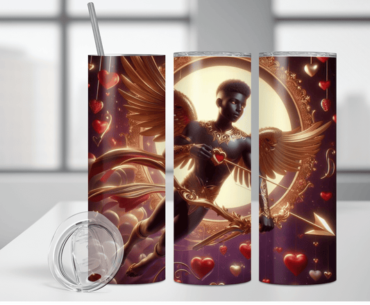 Valentine's Black Angel | Sublimation Tumbler Transfer