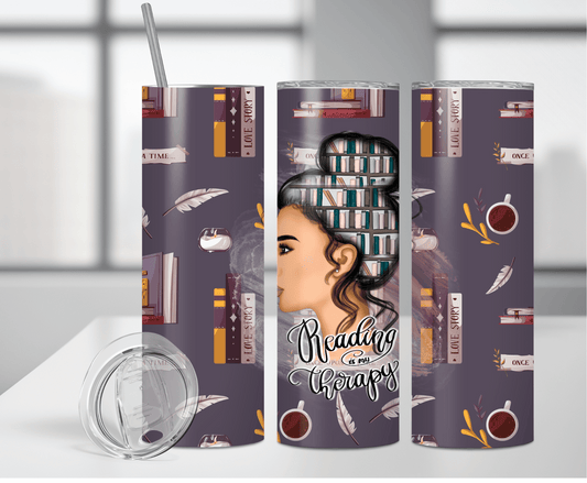 Reading Is My Therapy | Sublimation Tumbler Transfer - Griffin Expressions