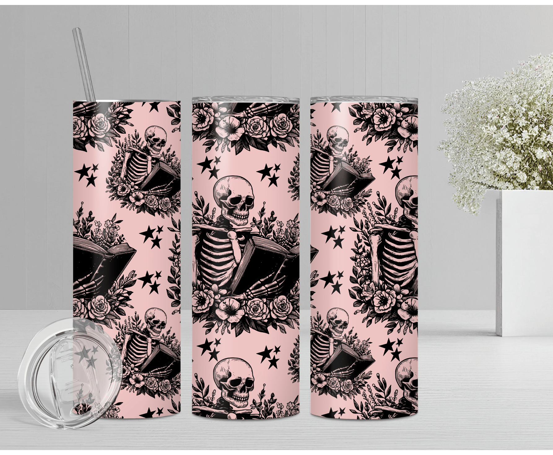 Skull Book Lover | Sublimation Tumbler Transfer - Griffin Expressions