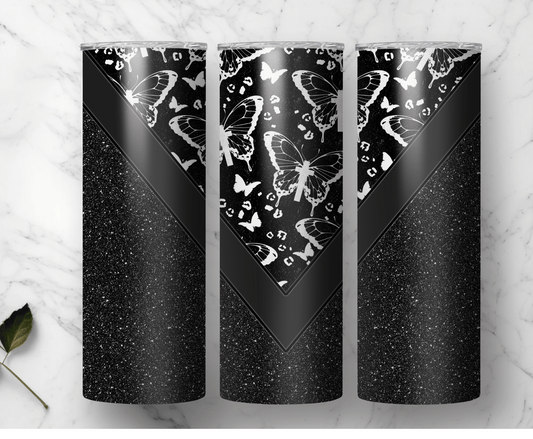 Glittery Black Butterfly | Sublimation Tumbler Transfer