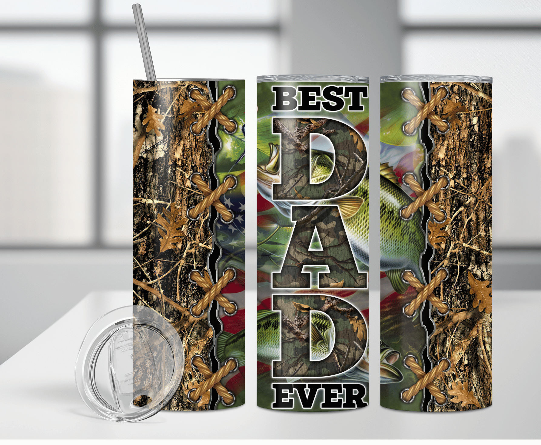 Best Dad Ever Camo Fishing | Sublimation Tumbler Transfer - Griffin Expressions