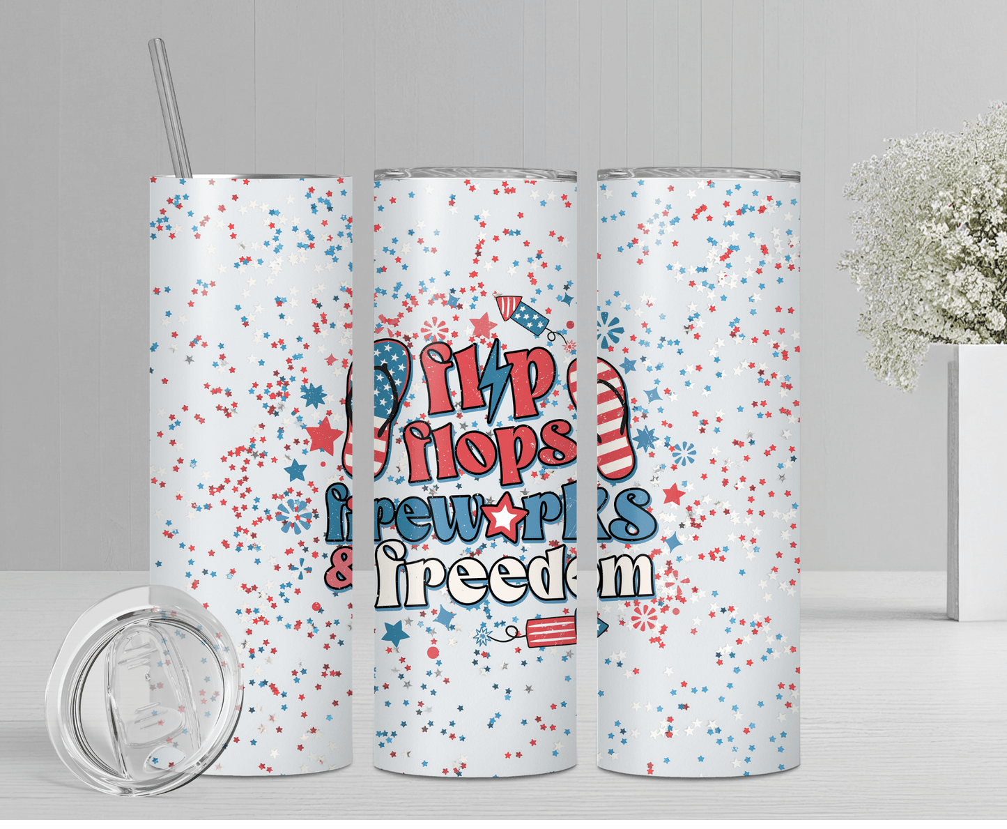 Flip Flop Fireworks & Freedom | Sublimation Tumbler Transfer