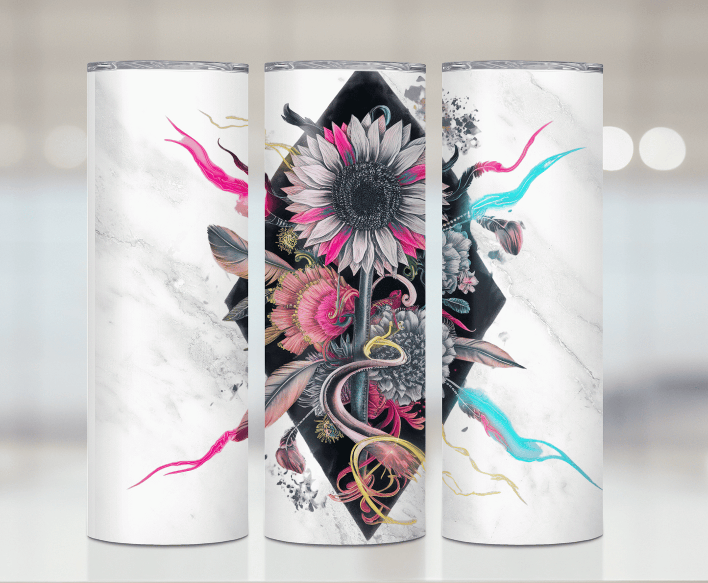 Floral Feathers  | Sublimation Tumbler Transfer