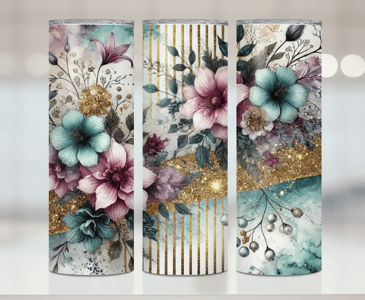 Purple Floral Print | Premium Sublimation Tumbler Transfers – Vibrant, Long-Lasting Designs