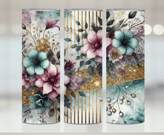 Purple Floral Print | Premium Sublimation Tumbler Transfers – Vibrant, Long-Lasting Designs