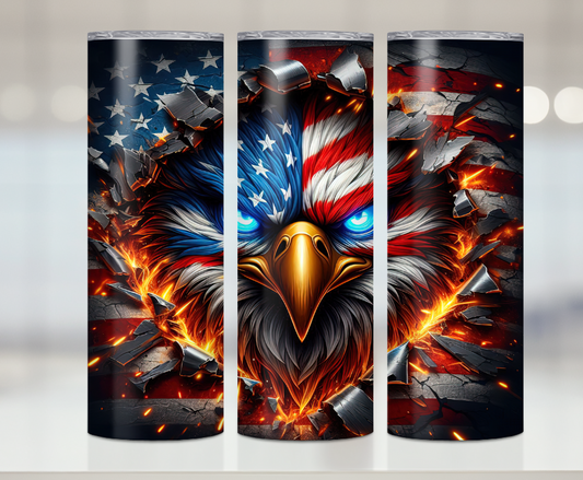 American Eagle Flame Print | Premium Sublimation Tumbler Transfers – Vibrant, Long-Lasting Designs