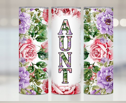 Floral Aunt Print | Premium Sublimation Tumbler Transfers – Vibrant, Long-Lasting Designs