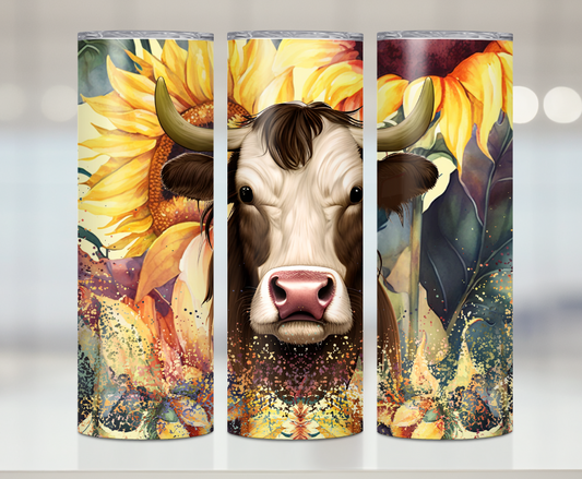 Sunflower Cow Print | Premium Sublimation Tumbler Transfers – Vibrant, Long-Lasting Designs