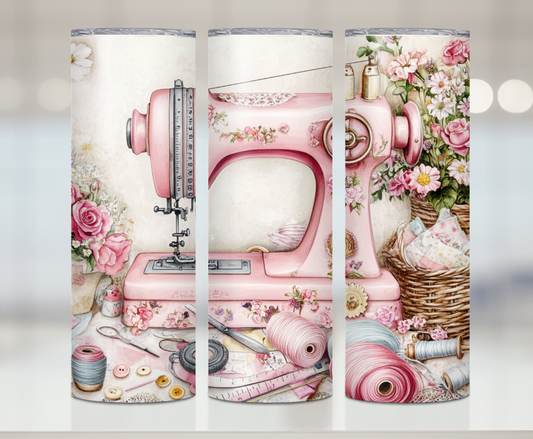 Pretty Pink Sewing Machine Print | Premium Sublimation Tumbler Transfers – Vibrant, Long-Lasting Designs
