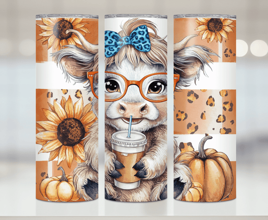 Fall Highland Cow | Premium Sublimation Tumbler Transfers – Vibrant, Long-Lasting Designs