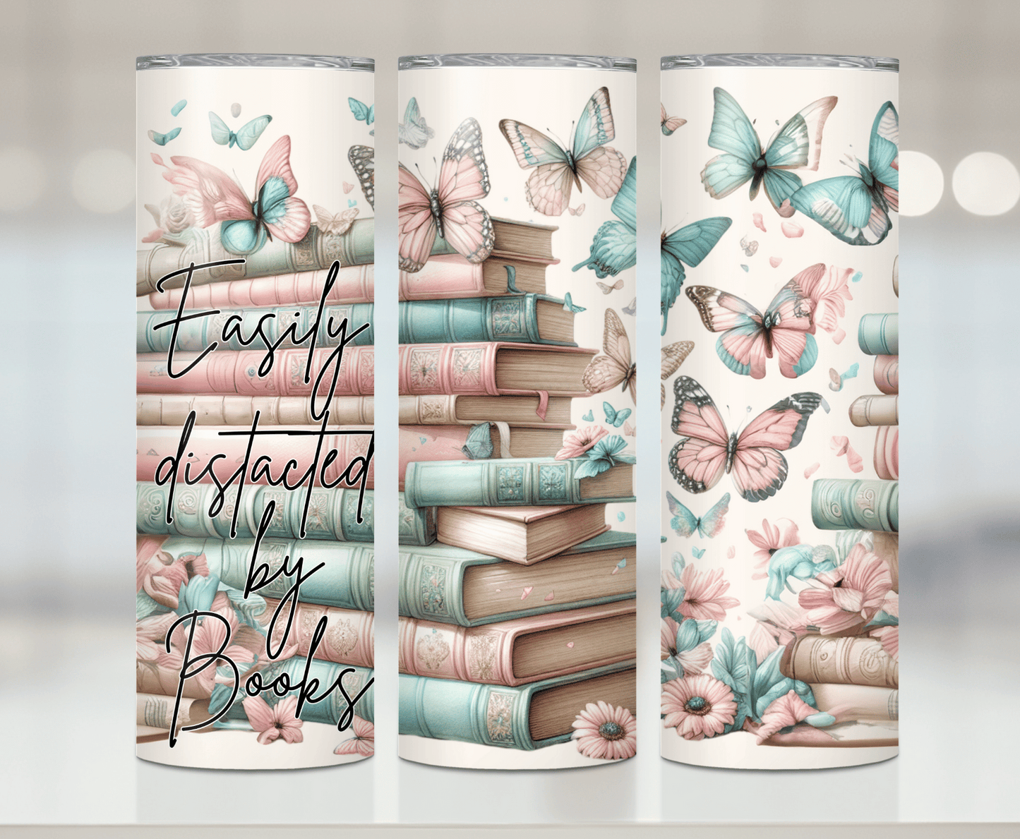 Easily Distracted By Books | Premium Sublimation Tumbler Transfers – Vibrant, Long-Lasting Designs