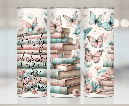 Easily Distracted By Books | Premium Sublimation Tumbler Transfers – Vibrant, Long-Lasting Designs