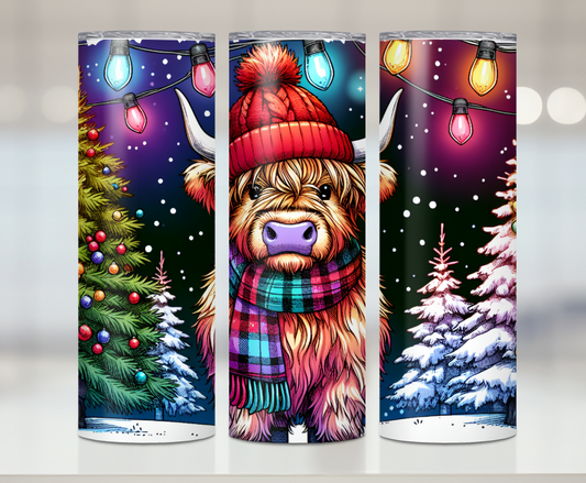 Christmas cow Christmas lights | Premium Sublimation Tumbler Transfers – Vibrant, Long-Lasting Designs