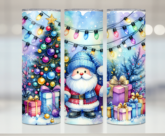 Blue Christmas Santa  | Premium Sublimation Tumbler Transfers – Vibrant, Long-Lasting Designs