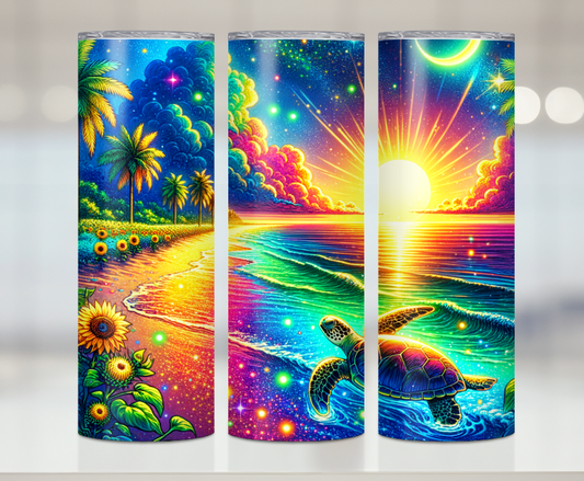 SeaTurtle Glow Sunset | Premium Sublimation Tumbler Transfers – Vibrant, Long-Lasting Designs