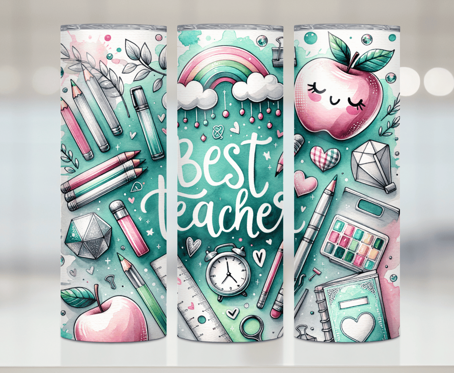 Best Teacher Ever Pastels | Premium Sublimation Tumbler Transfers – Vibrant, Long-Lasting Designs