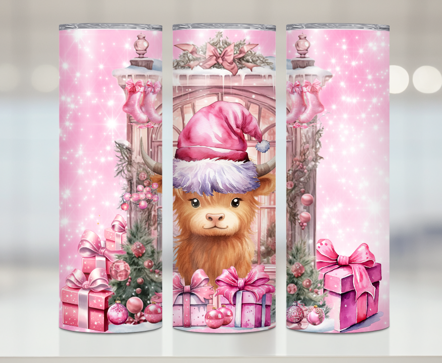 Baby Cow Pink Christmas | Premium Sublimation Tumbler Transfers – Vibrant, Long-Lasting Designs
