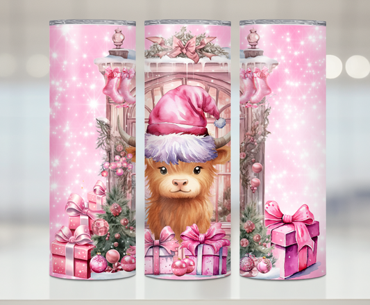 Baby Cow Pink Christmas | Premium Sublimation Tumbler Transfers – Vibrant, Long-Lasting Designs