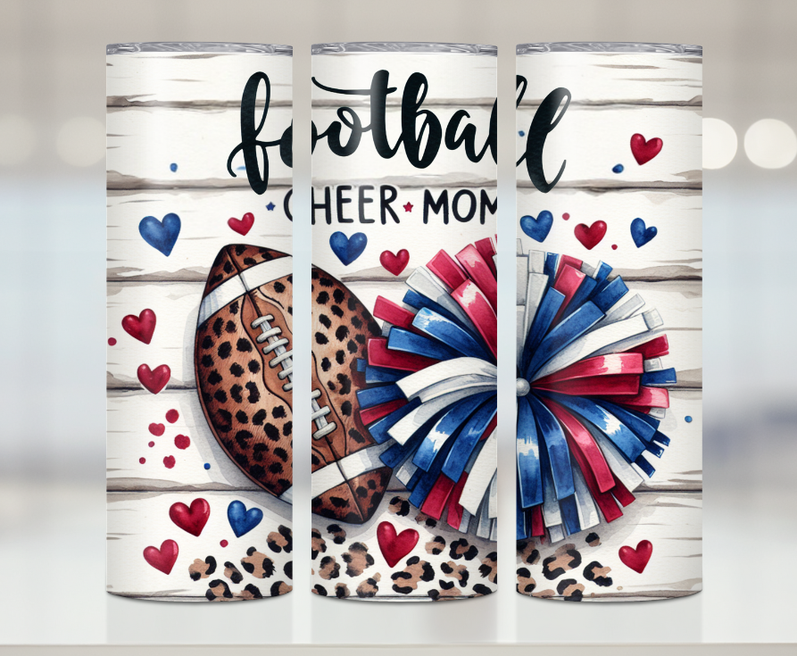 Football Cheer Mom | Premium Sublimation Tumbler Transfers – Vibrant, Long-Lasting Designs