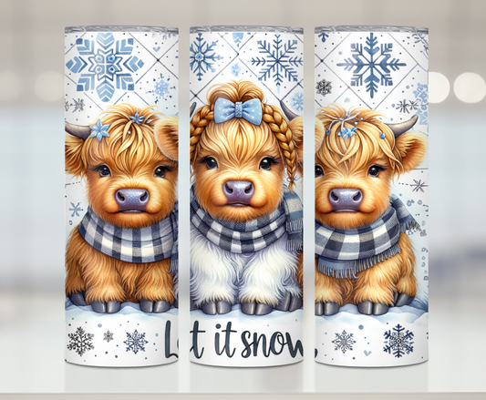 Let It Snow Pretty Cow | Premium Sublimation Tumbler Transfers – Vibrant, Long-Lasting Designs