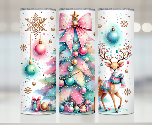 Pink and Green Girlie Reindeer | Premium Sublimation Tumbler Transfers – Vibrant, Long-Lasting Designs