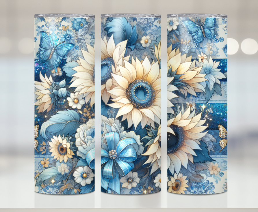 Blue Coquette Floral | Premium Sublimation Tumbler Transfers – Vibrant, Long-Lasting Designs