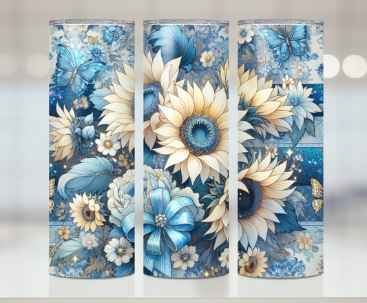 Blue Coquette Floral | Premium Sublimation Tumbler Transfers – Vibrant, Long-Lasting Designs