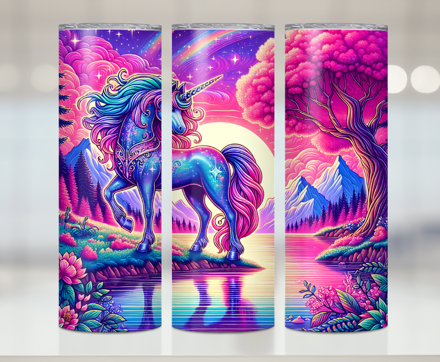 Bright Neon Unicorn | Premium Sublimation Tumbler Transfers – Vibrant, Long-Lasting Designs