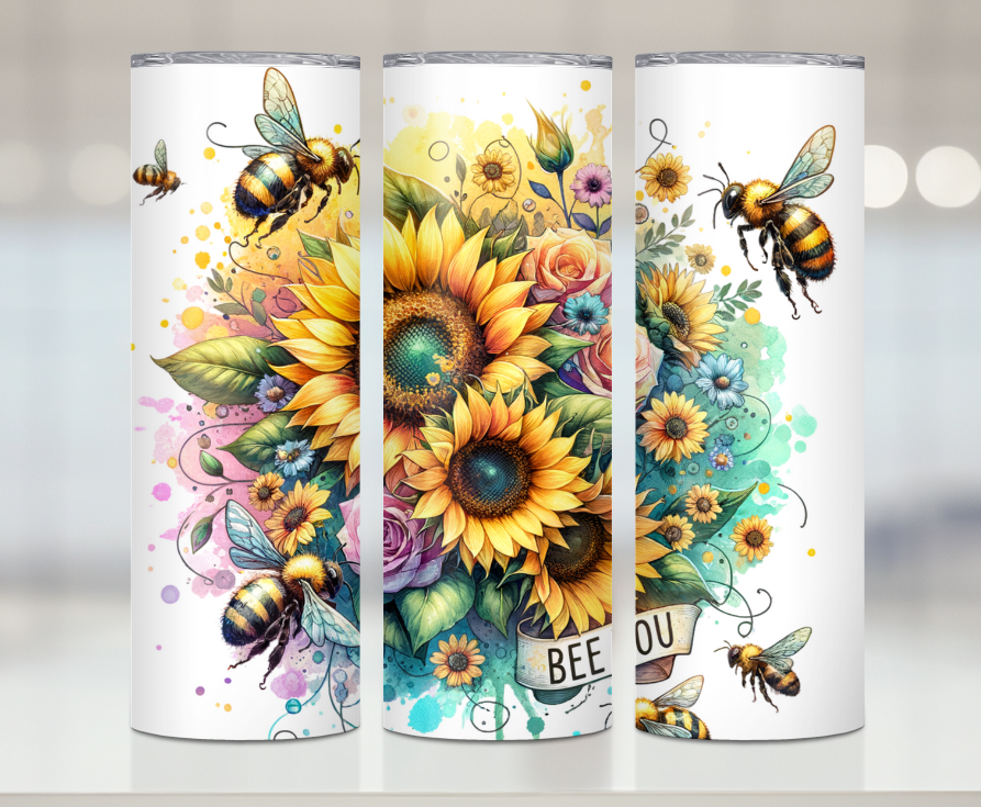Bee You Sunflowers | Premium Sublimation Tumbler Transfers – Vibrant, Long-Lasting Designs