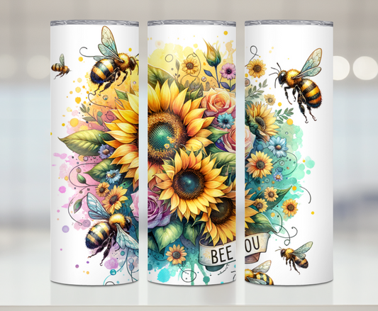 Bee You Sunflowers | Premium Sublimation Tumbler Transfers – Vibrant, Long-Lasting Designs