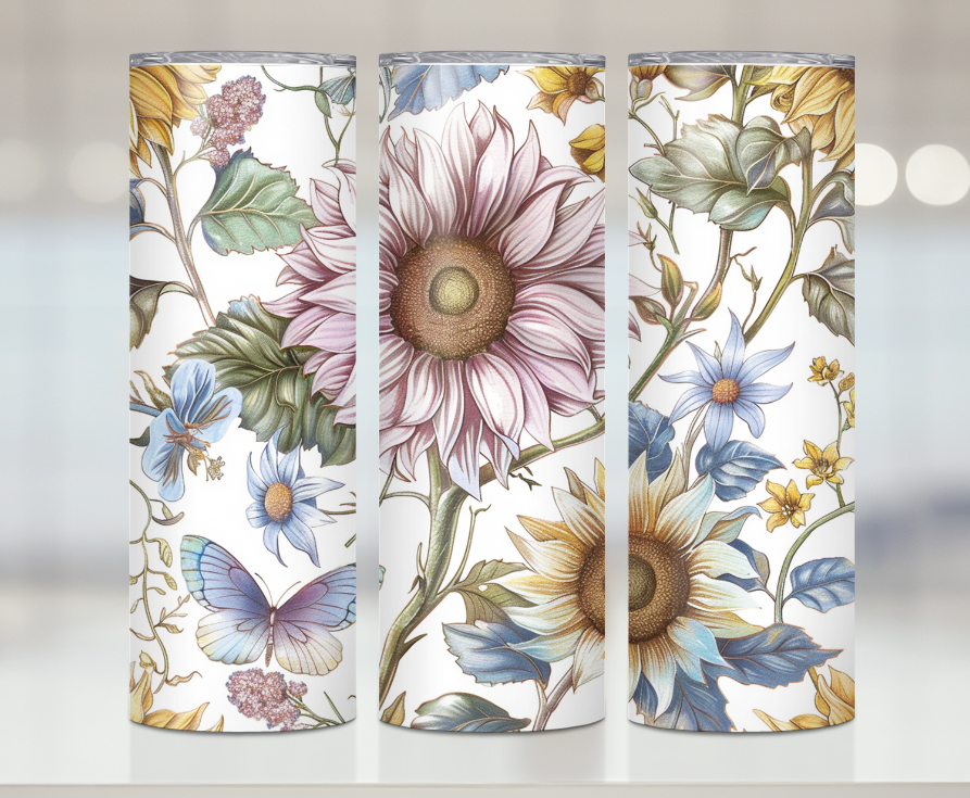 Boho Sunflower Pastel Florals | Premium Sublimation Tumbler Transfers – Vibrant, Long-Lasting Designs