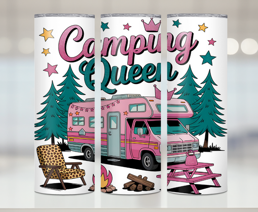 Camping Queen | Premium Sublimation Tumbler Transfers – Vibrant, Long-Lasting Designs