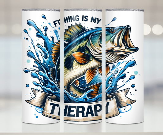 Fishing Is My Therapy | Premium Sublimation Tumbler Transfers – Vibrant, Long-Lasting Designs