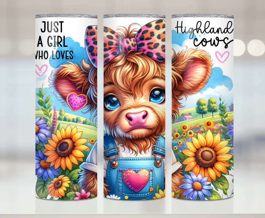 Just  A Girl Who Loves Highland Cows | Premium Sublimation Tumbler Transfers – Vibrant, Long-Lasting Designs