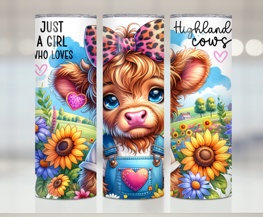 Just  A Girl Who Loves Highland Cows | Premium Sublimation Tumbler Transfers – Vibrant, Long-Lasting Designs