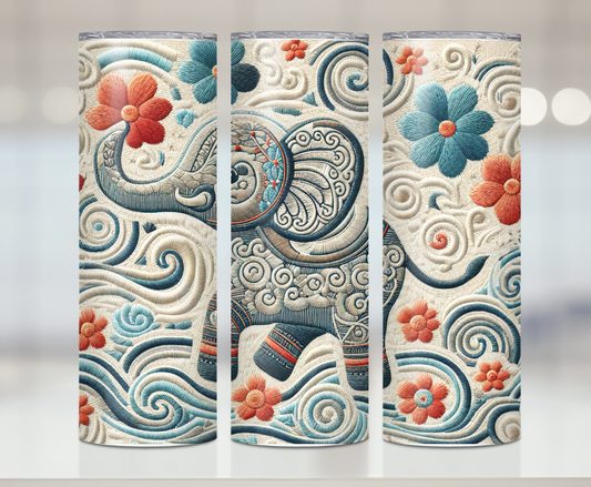 Embroidery Elephant | Premium Sublimation Tumbler Transfers – Vibrant, Long-Lasting Designs