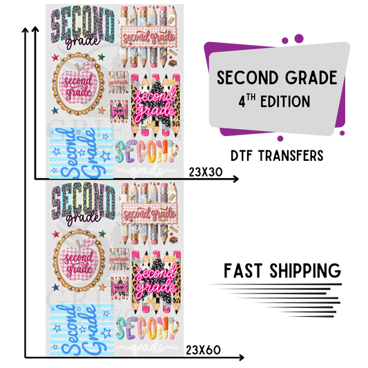 Second Grade .4  | Premade DTF Transfer Gang Sheet For Graphic Tees