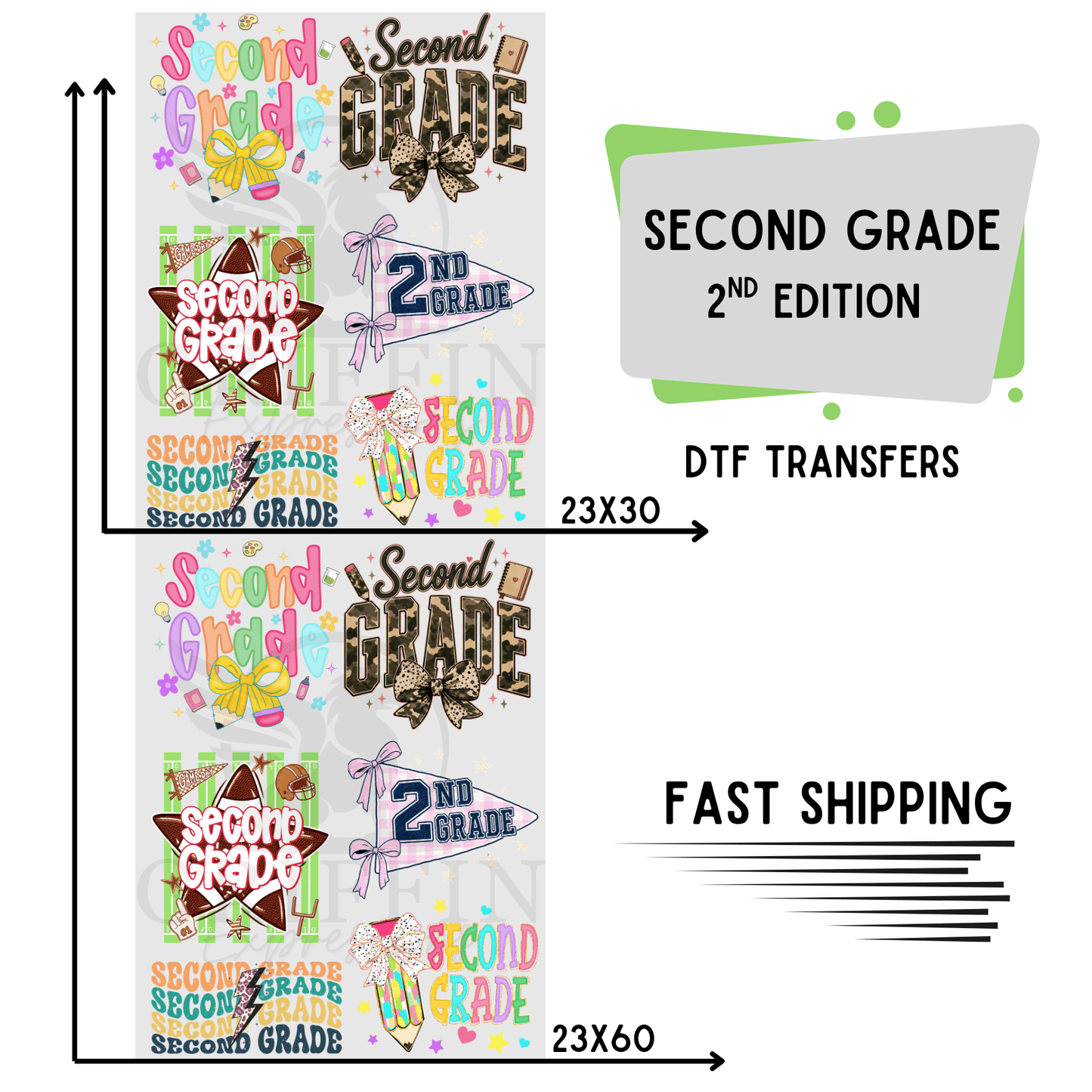 Second Grade .2  | Premade DTF Transfer Gang Sheet For Graphic Tees