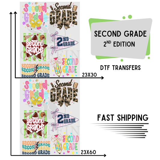 Second Grade .2  | Premade DTF Transfer Gang Sheet For Graphic Tees