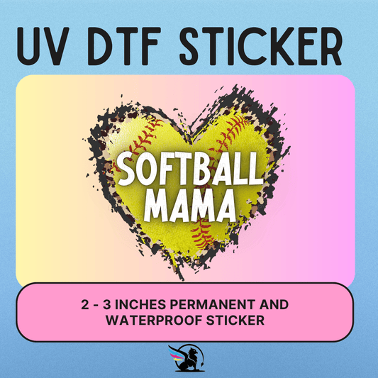 SoftBall Mama heart | UV DTF STICKER
